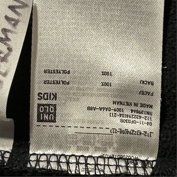 Uniqlo Kids Sherpa Fleece Hooded Jacket Black Size 7-8 Winter Warm Zip - Picture 6 of 9